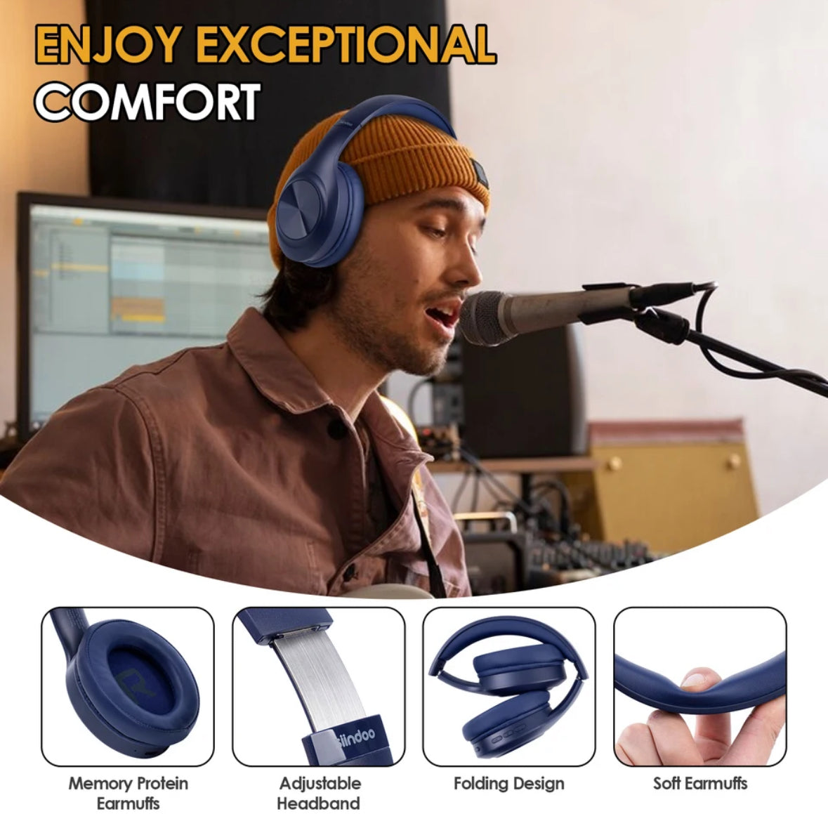 Premium Wireless Bluetooth Kopfhörer Over-Ear - Hi-Fi Sound
