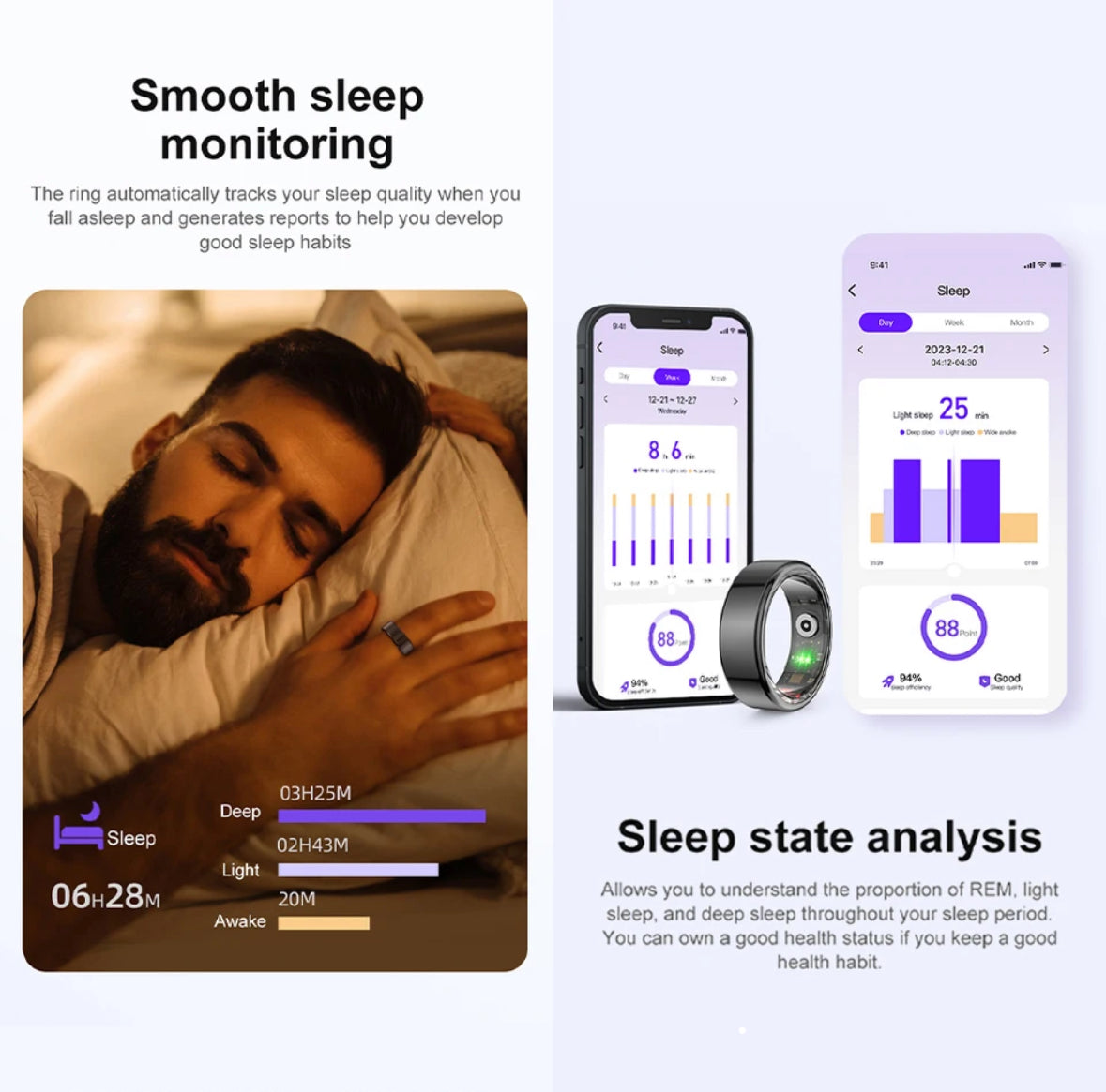 Premium Fitness Smart Ring - Gesundheitsüberwachung 24/7
