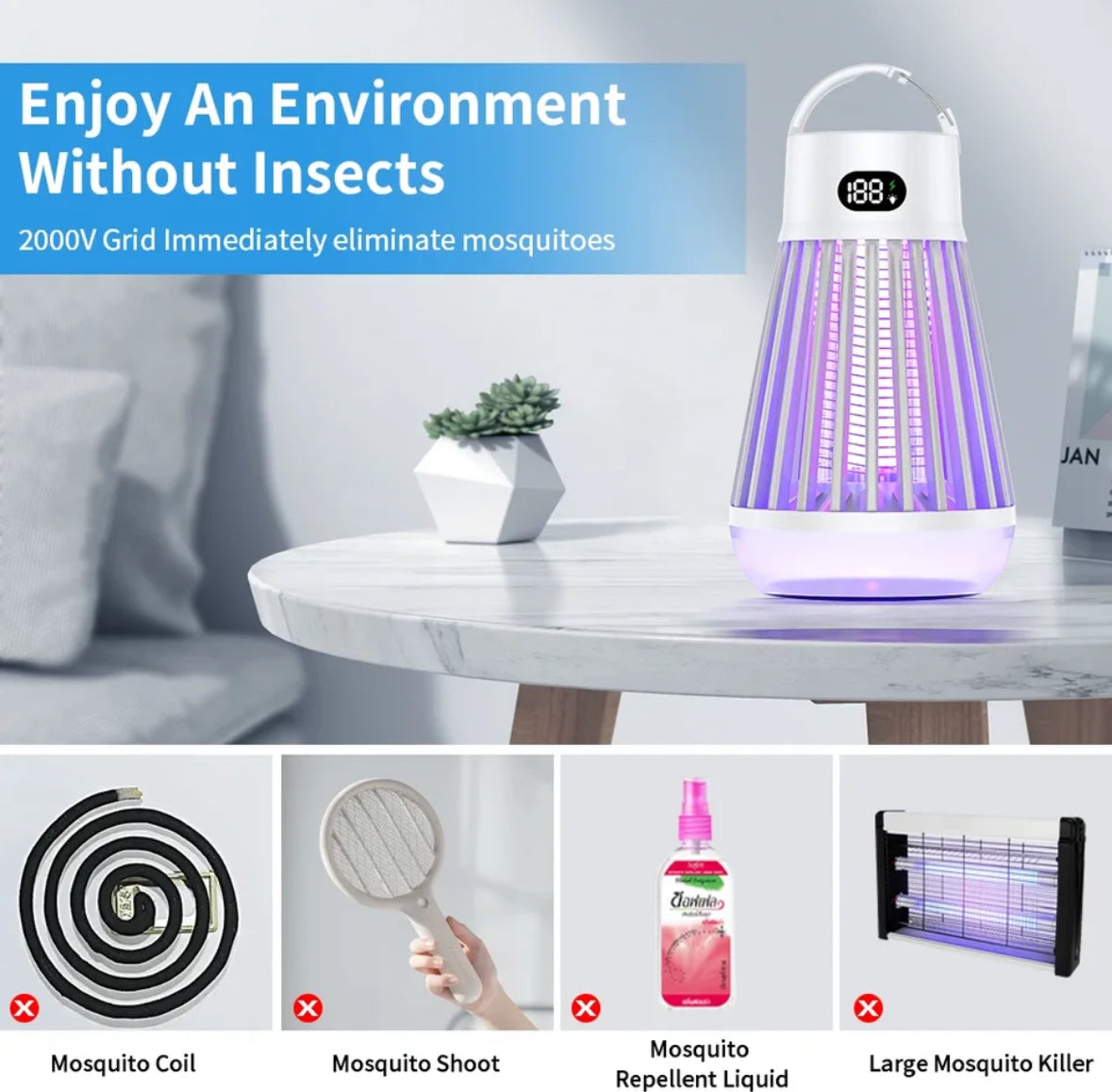 Elektrische Insektenfalle mit 2000 mAh Akku