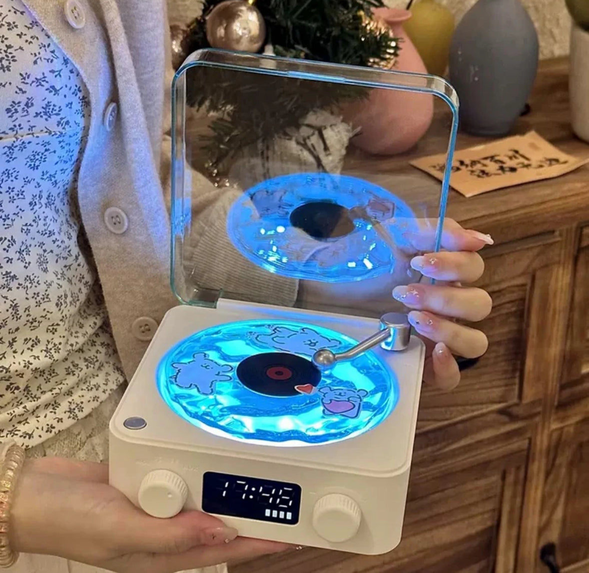 Retro Galaxy Projektor Lautsprecher mit Schallplatten Design