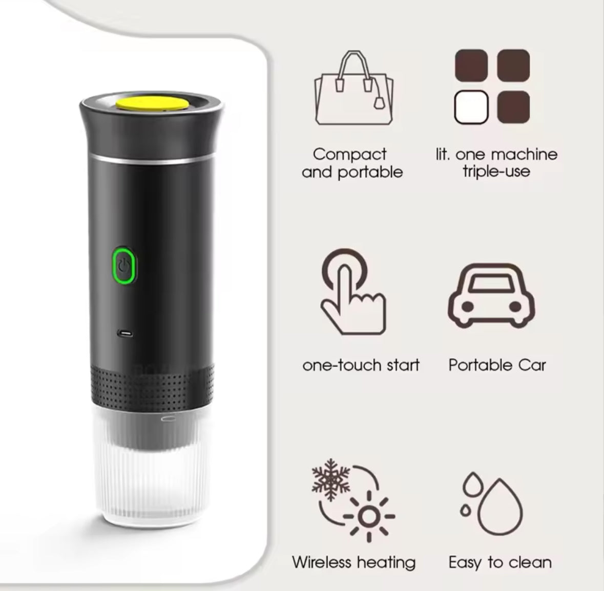 Mobile Kaffeemaschine mit Heizfunktion - Perfekter Kaffee unterwegs