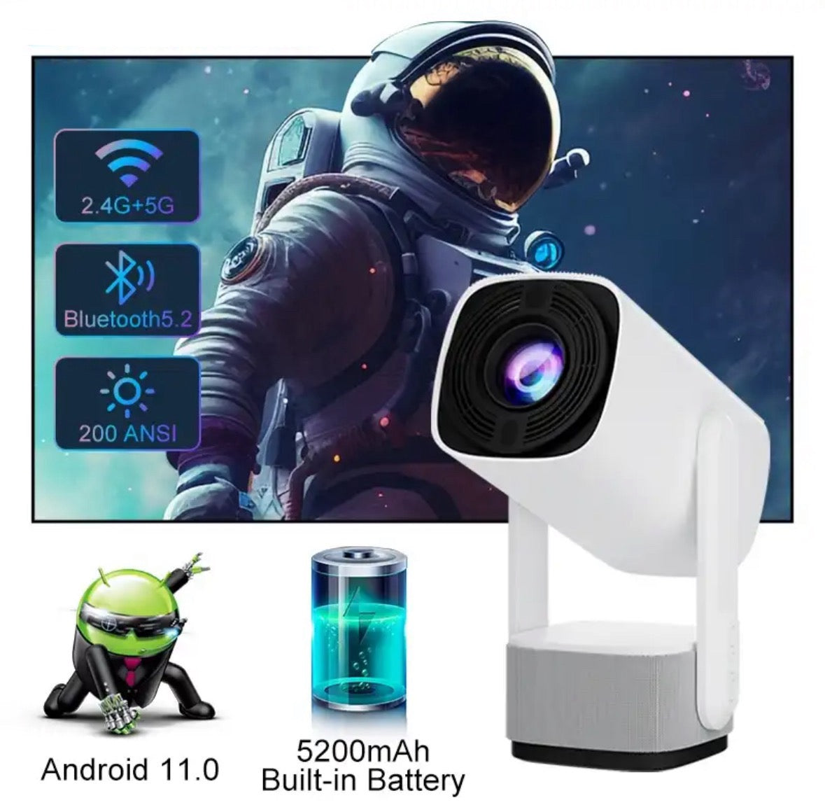 Akku Betriebener Smart Beamer UHD Projektor - Portables Heimkino