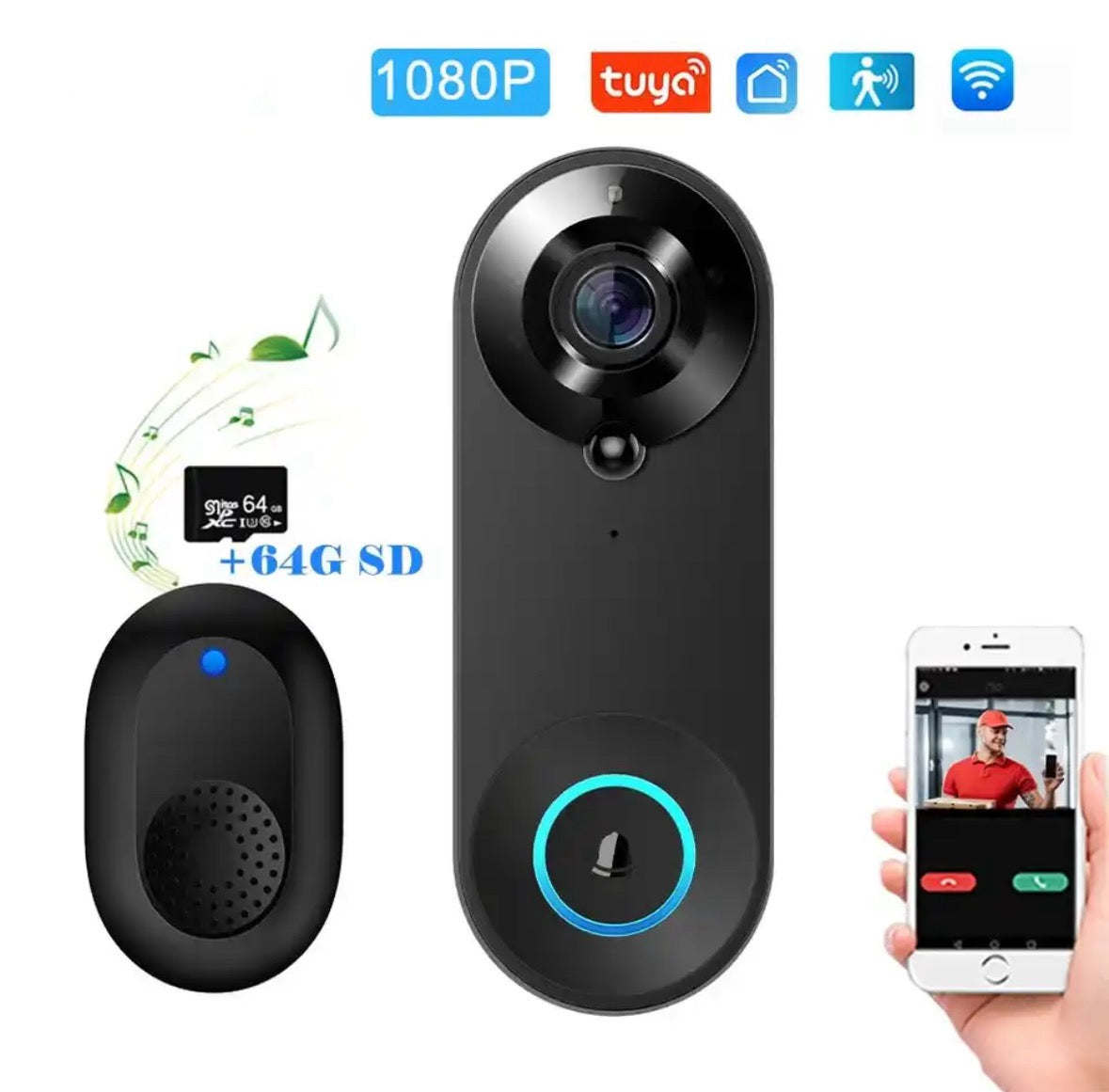 Smart Türklingel mit HD Kamera und Nachtsicht