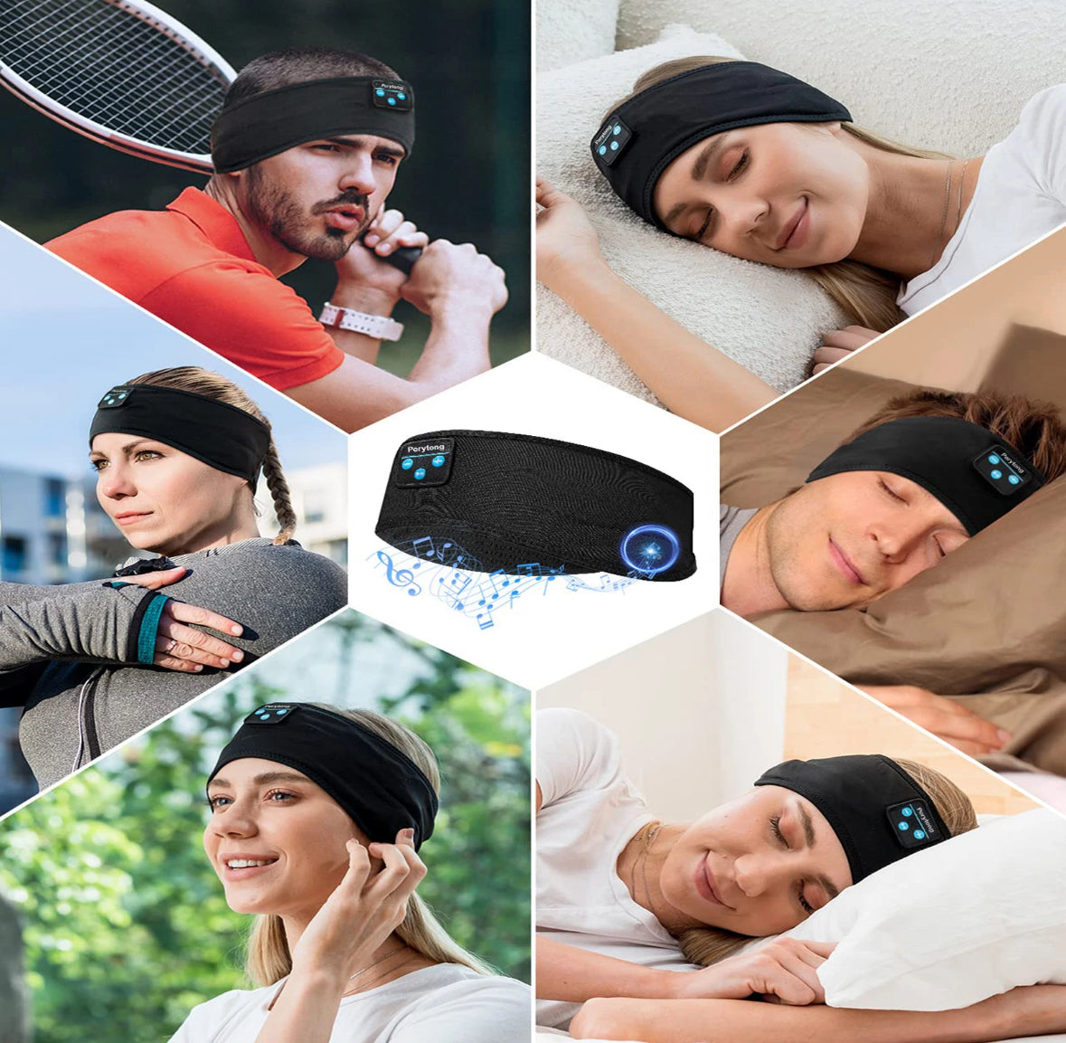 Bluetooth Stirnband mit integrierten Kopfhörern - Sport & Schlaf