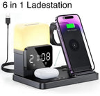 6-in-1 Ladestation mit Wireless Charging und Wecker