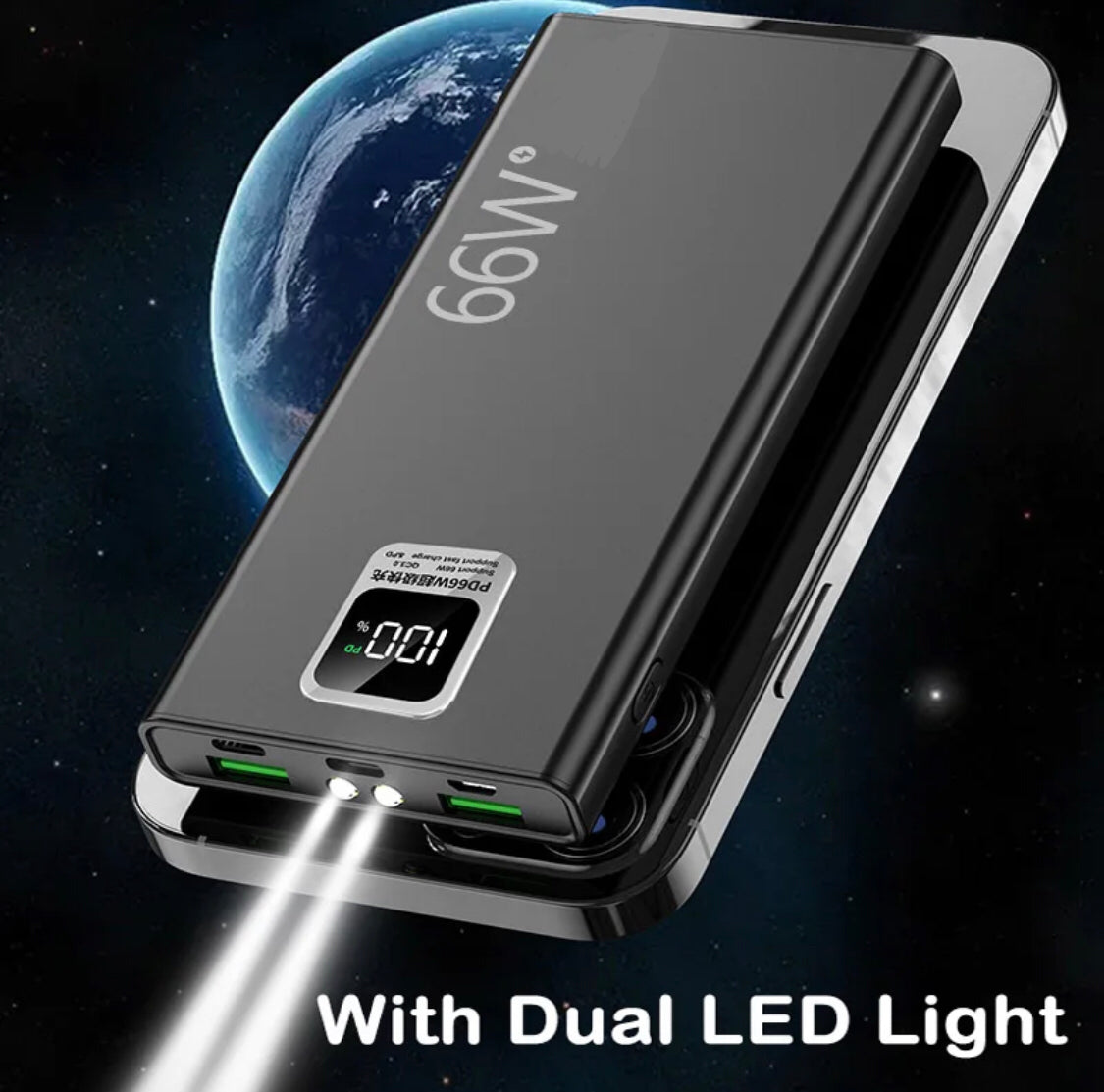 66W Schnelllade Power Bank mit Taschenlampe