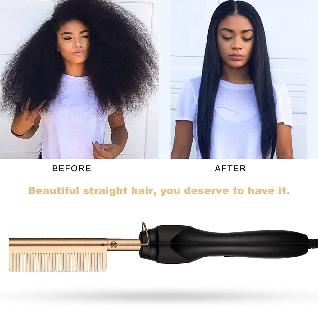 2-in-1 Elektrischer Glättkamm - Hot Comb Hair Straightener für Haar & Bart
