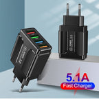 Kompaktes 4‑Port USB Ladegerät mit Quick Charge 3.0 – Schnellladeadapter - Strombude.ch Default Title