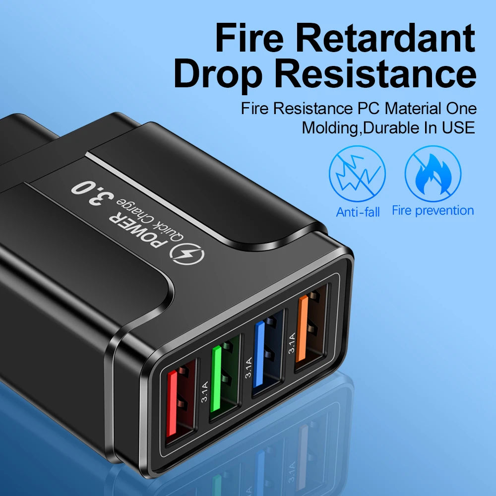 Kompaktes 4‑Port USB Ladegerät mit Quick Charge 3.0 – Schnellladeadapter - Strombude.ch Default Title
