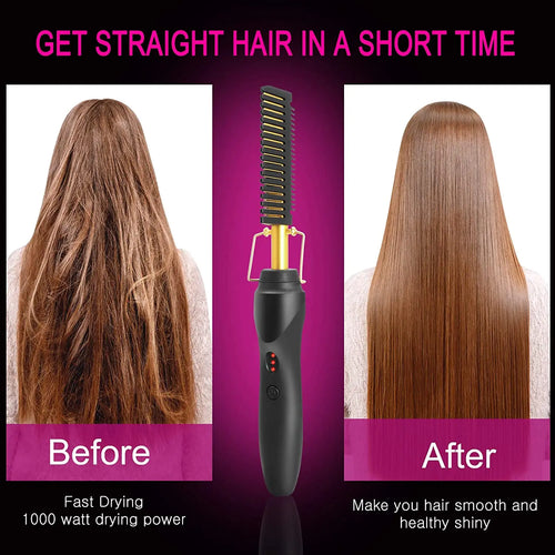 2-in-1 Elektrischer Glättkamm - Hot Comb Hair Straightener für Haar & Bart