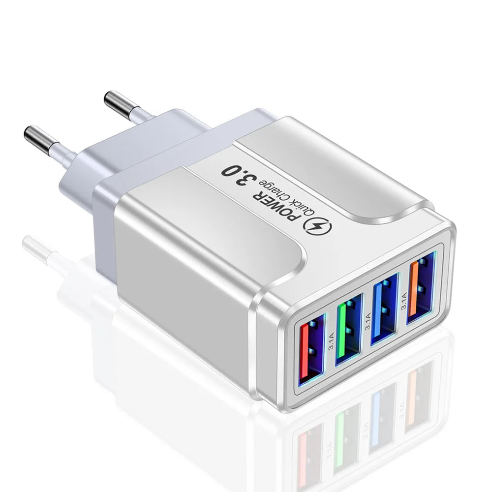 Kompaktes 4‑Port USB Ladegerät mit Quick Charge 3.0 – Schnellladeadapter - Strombude.ch Default Title