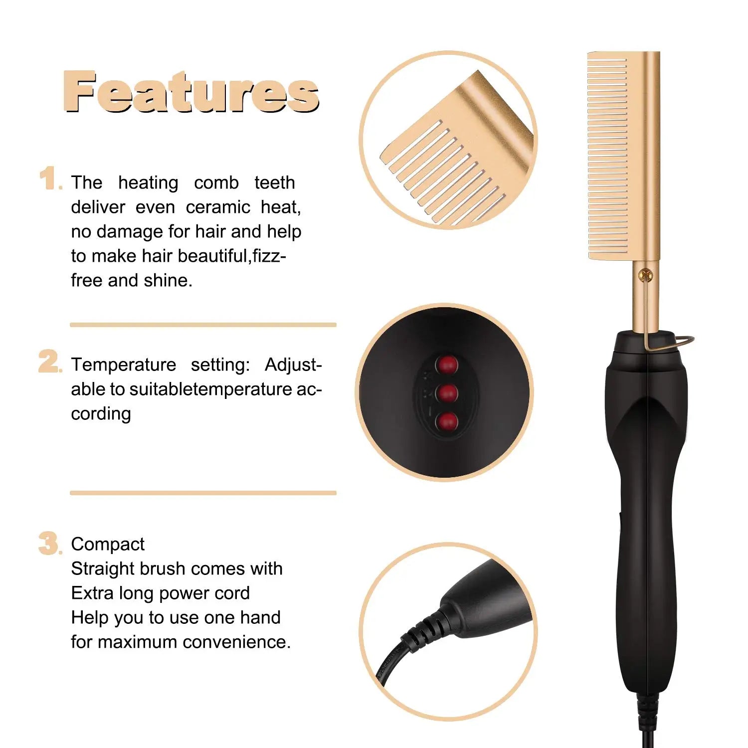 2-in-1 Elektrischer Glättkamm - Hot Comb Hair Straightener für Haar & Bart