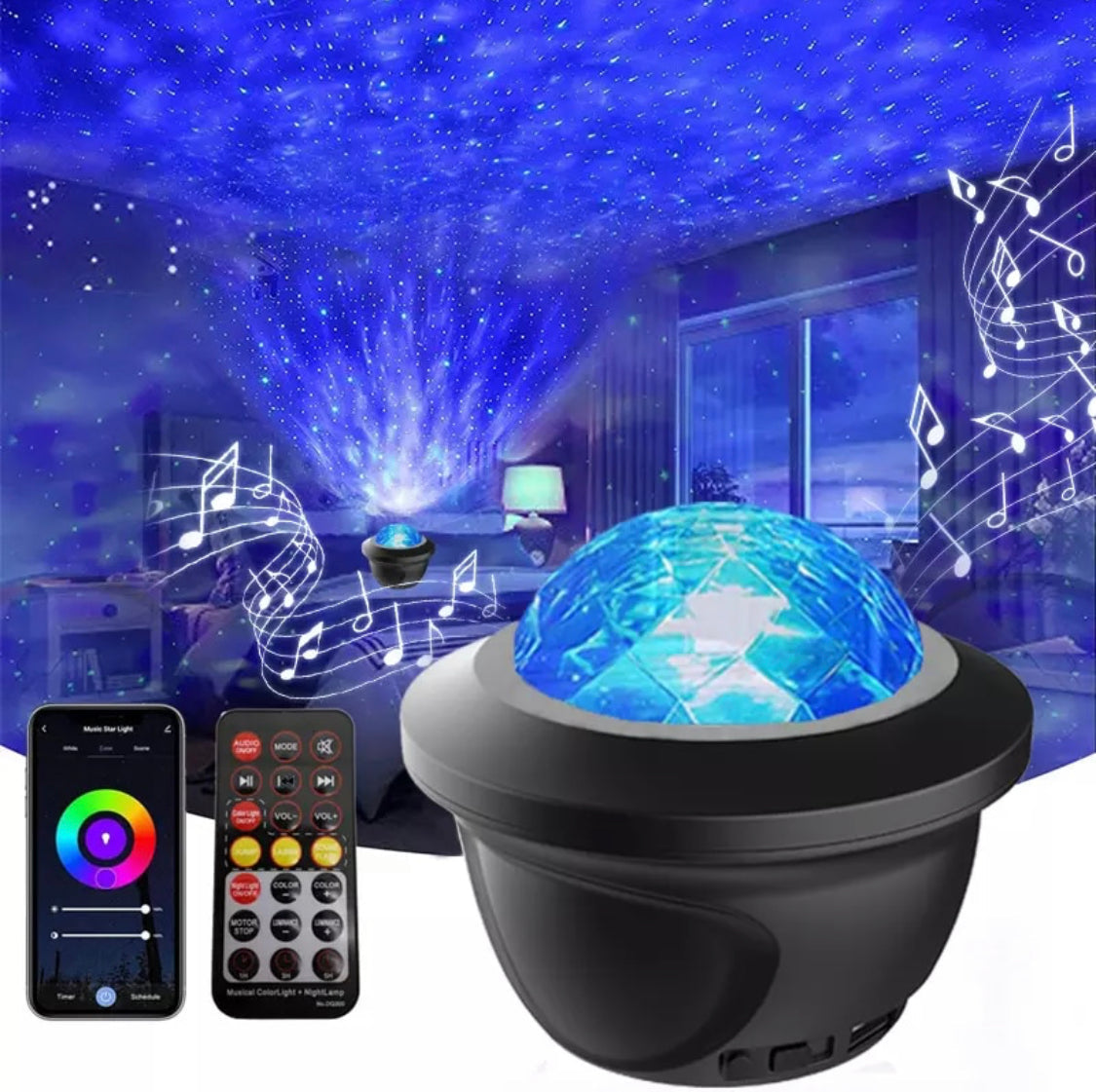 LED Galaxy Projektor mit Bluetooth Lautsprecher