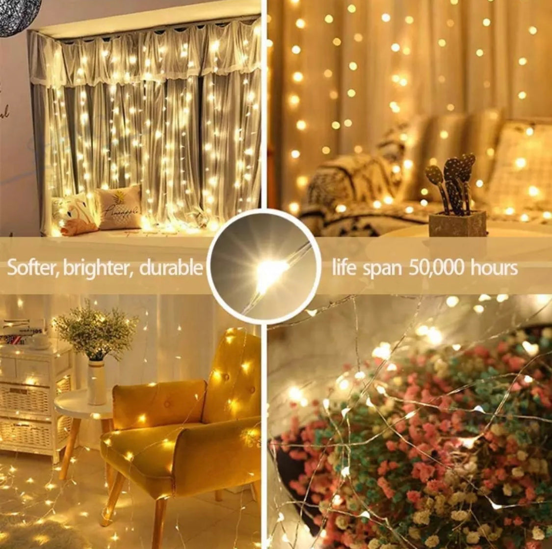 LED Vorhang mit 8 Lichtmodi und Fernbedienung