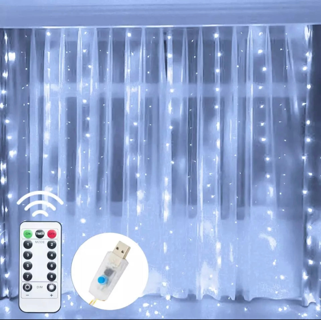 LED Vorhang mit 8 Lichtmodi und Fernbedienung