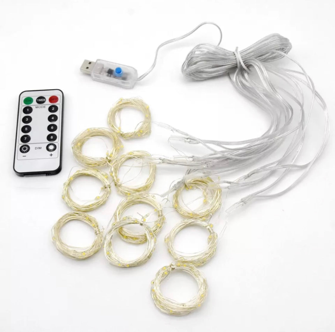 LED Vorhang mit 8 Lichtmodi und Fernbedienung