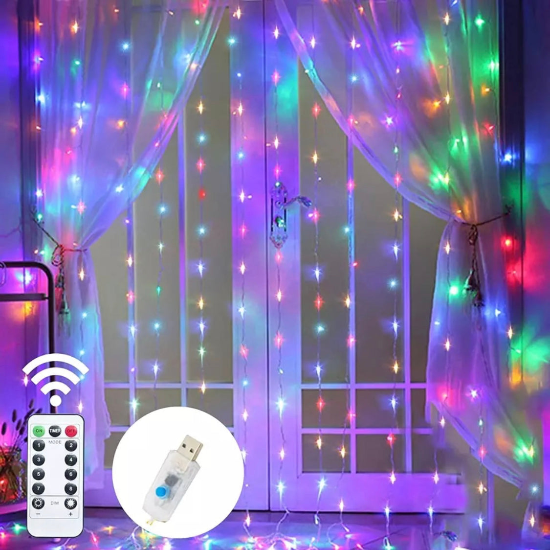 LED Vorhang mit 8 Lichtmodi und Fernbedienung