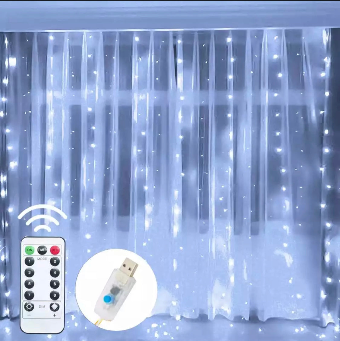 LED Vorhang mit 8 Lichtmodi und Fernbedienung