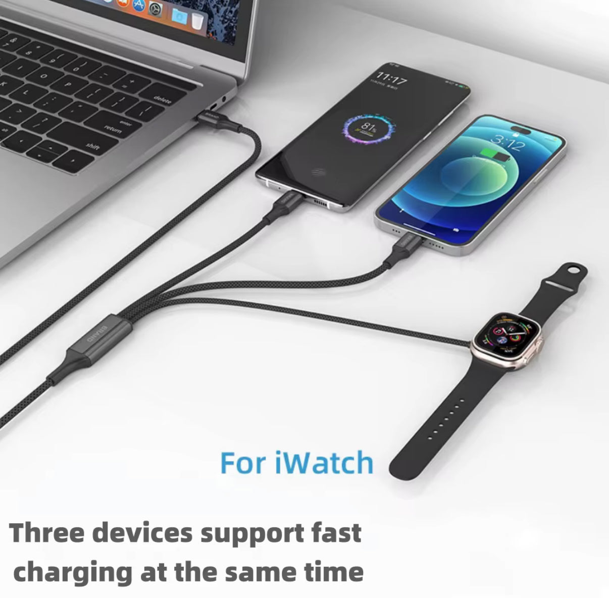 3-in-1 Ladekabel - Strombude.ch Weiß