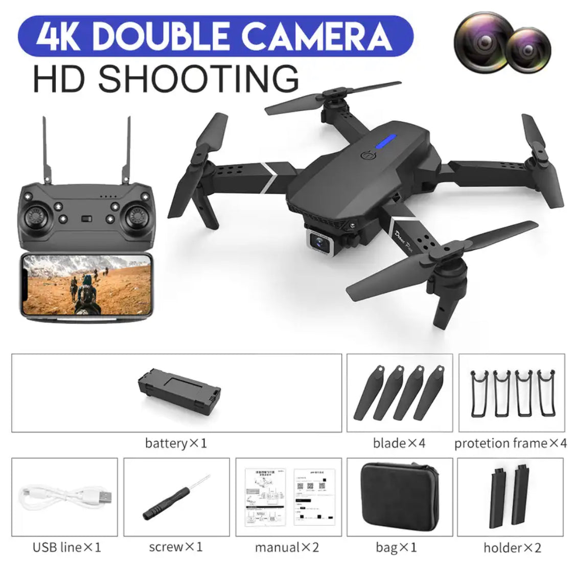 WIFI 4K Dual Kamera Pro Drohne - Professionelle Luftaufnahmen
