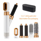 5-in-1 Heissluft-Haarkamm mit heisser/kalter Luft, 3 Temperaturstufen, USB – Styling-Tool für Locken & Glätten - Strombude.ch Weiss & Gold
