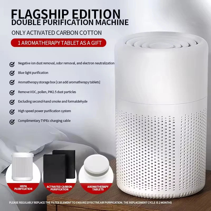 Tragbarer USB-Luftreiniger – Geräuscharm & Aroma-fähig - Strombude.ch Weiss mit 1 Filter