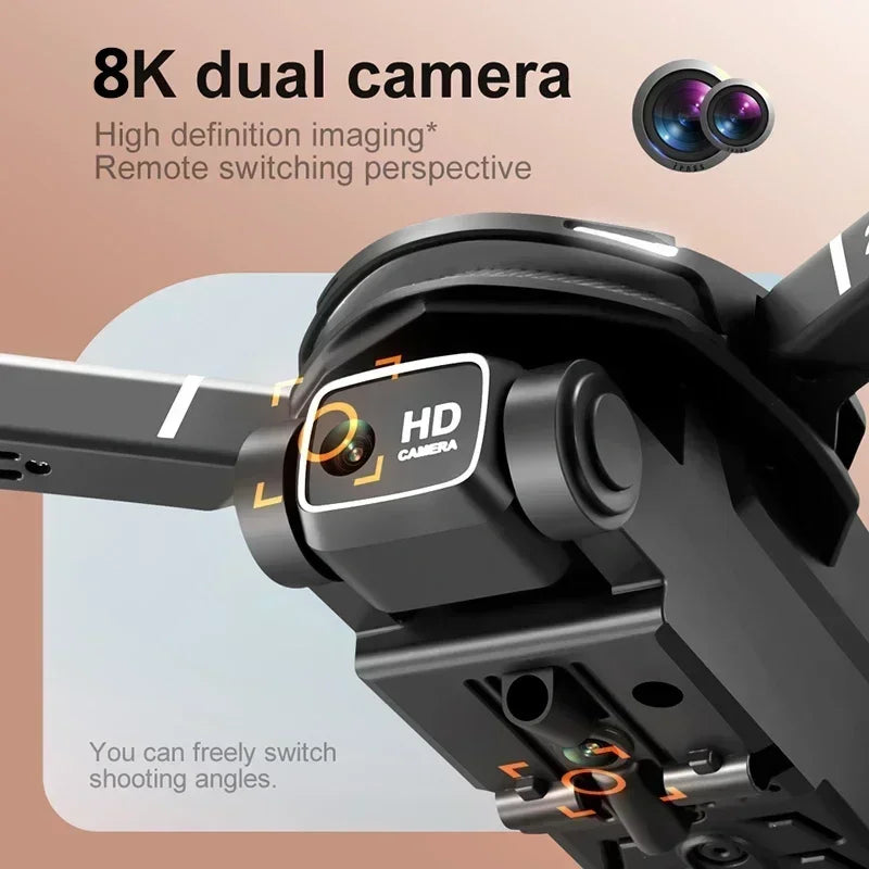 8K HD RC Drohne mit 50X Zoom, 45 Min Flugzeit & 720° Hindernisvermeidung – WLAN-FPV, Gestensteuerung - Strombude.ch Grau