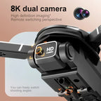 8K HD RC Drohne mit 50X Zoom, 45 Min Flugzeit & 720° Hindernisvermeidung – WLAN-FPV, Gestensteuerung - Strombude.ch Grau