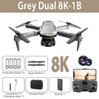 8K HD RC Drohne mit 50X Zoom, 45 Min Flugzeit & 720° Hindernisvermeidung – WLAN-FPV, Gestensteuerung - Strombude.ch Grau
