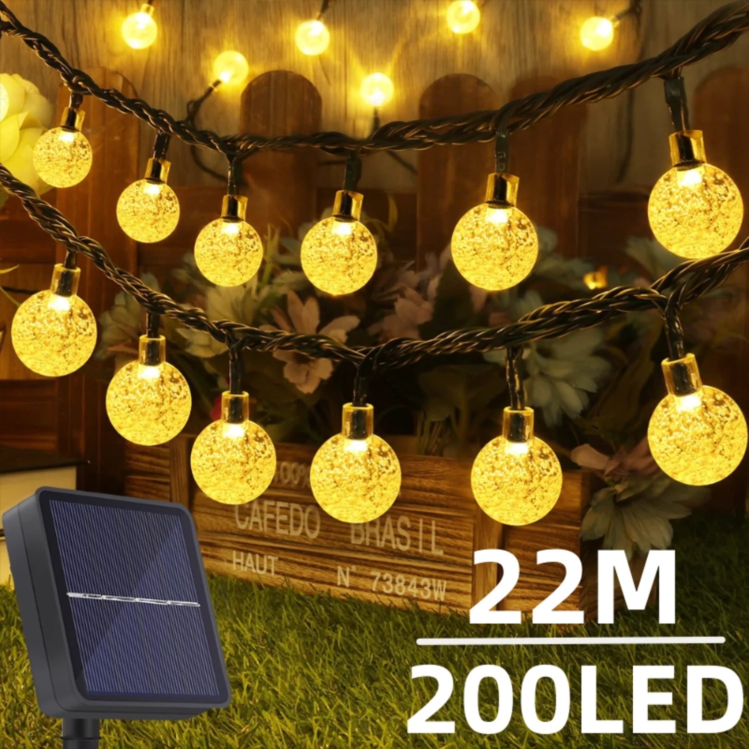 Solar Pavillon Lichterkette – 20/30/50/60 LED, IP65 Wasserdicht, 8 Modi & 800mAh Akku - Strombude.ch Gelb / 5M 20LEDs