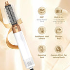 5-in-1 Heissluft-Haarkamm mit heisser/kalter Luft, 3 Temperaturstufen, USB – Styling-Tool für Locken & Glätten - Strombude.ch Weiss & Gold