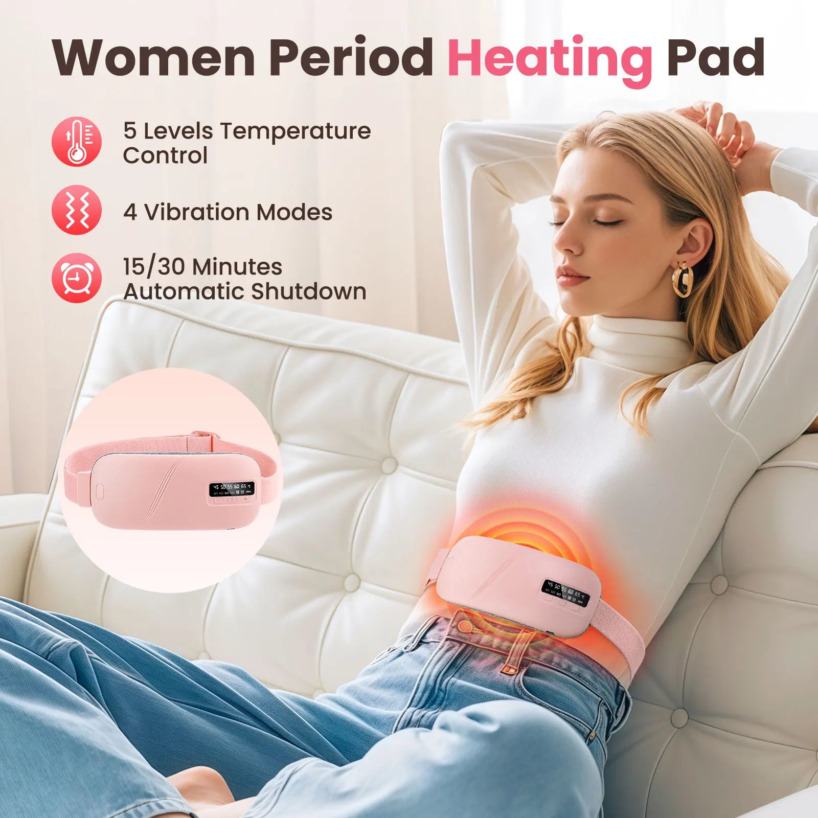 Elektrisches Heizkissen - Wärmegürtel gegen Menstruationsbeschwerden mit Vibration