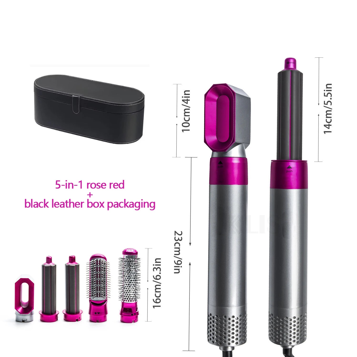 5-in-1 Heissluft-Haarkamm mit heisser/kalter Luft, 3 Temperaturstufen, USB – Styling-Tool für Locken & Glätten - Strombude.ch Grau & Violett