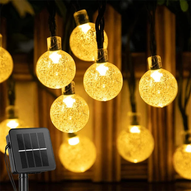Solar Pavillon Lichterkette – 20/30/50/60 LED, IP65 Wasserdicht, 8 Modi & 800mAh Akku - Strombude.ch Gelb / 5M 20LEDs